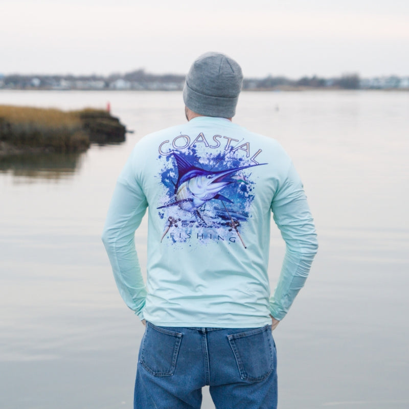 Coastal Green Men's Long Sleeve Quickdry Fishing Shirt - Marlin XL