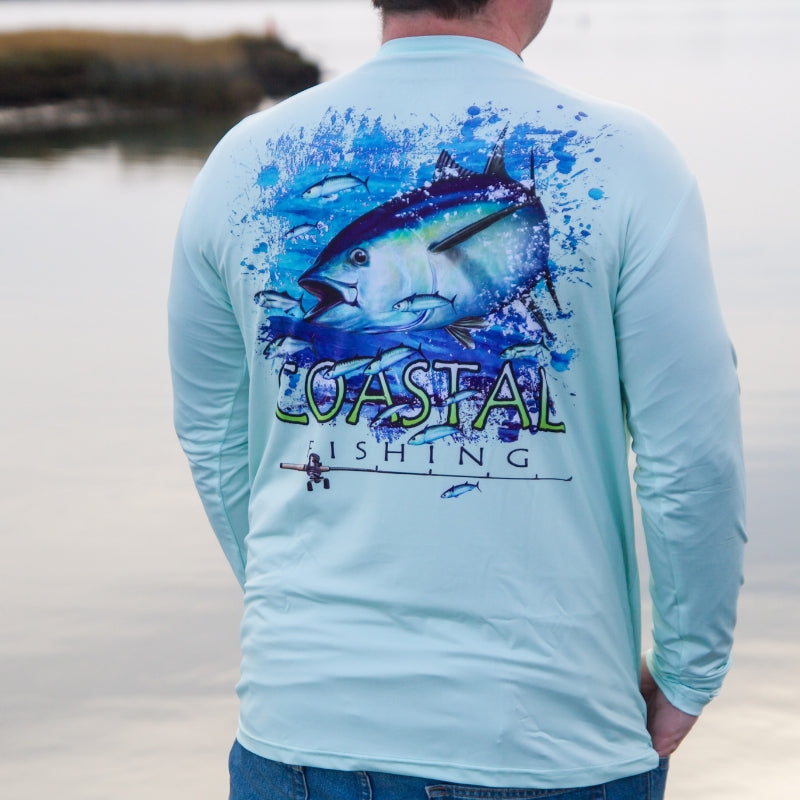 Coastal Green Men's Long Sleeve QuickDry Fishing Shirt - Tuna