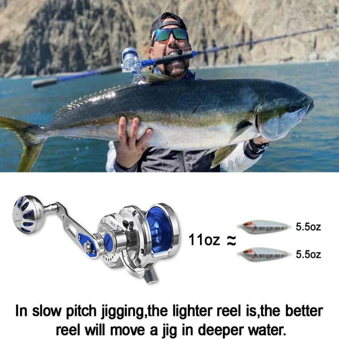 Slow Pitch Jigging Reel 17kg Gear Ratio 7.1:1 Aluminum Metal 11+1BB Fiber  Drag Power Casting Shore Fishing Reel Saltwater Reel