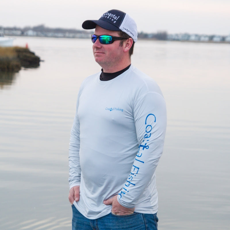 Coastal Gray Men's Long Sleeve Quickdry Fishing Shirt - Tuna Large